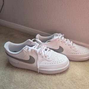 Size 9 M/10W- Nike Court Vision Next Nature Low White/White/Light Smoke Grey